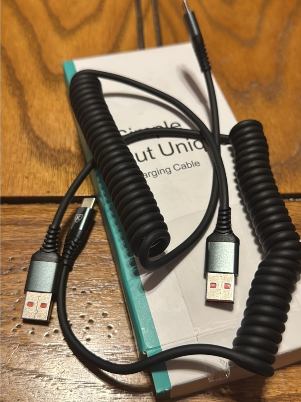 Black Coiled USB Charging Cable - Compatible Cell Phone Accessory